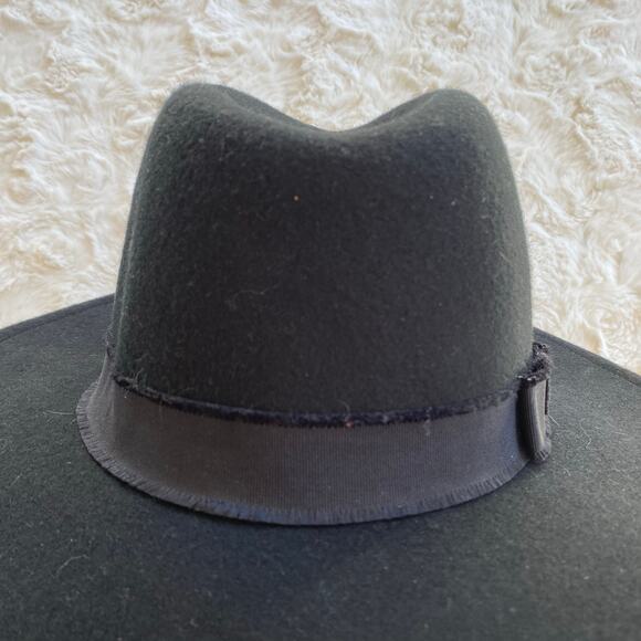 G.H. Bass & Co. Women's 100% Wool Black Hat Wide Brim Fedora Ribbon One Size - Picture 5 of 9
